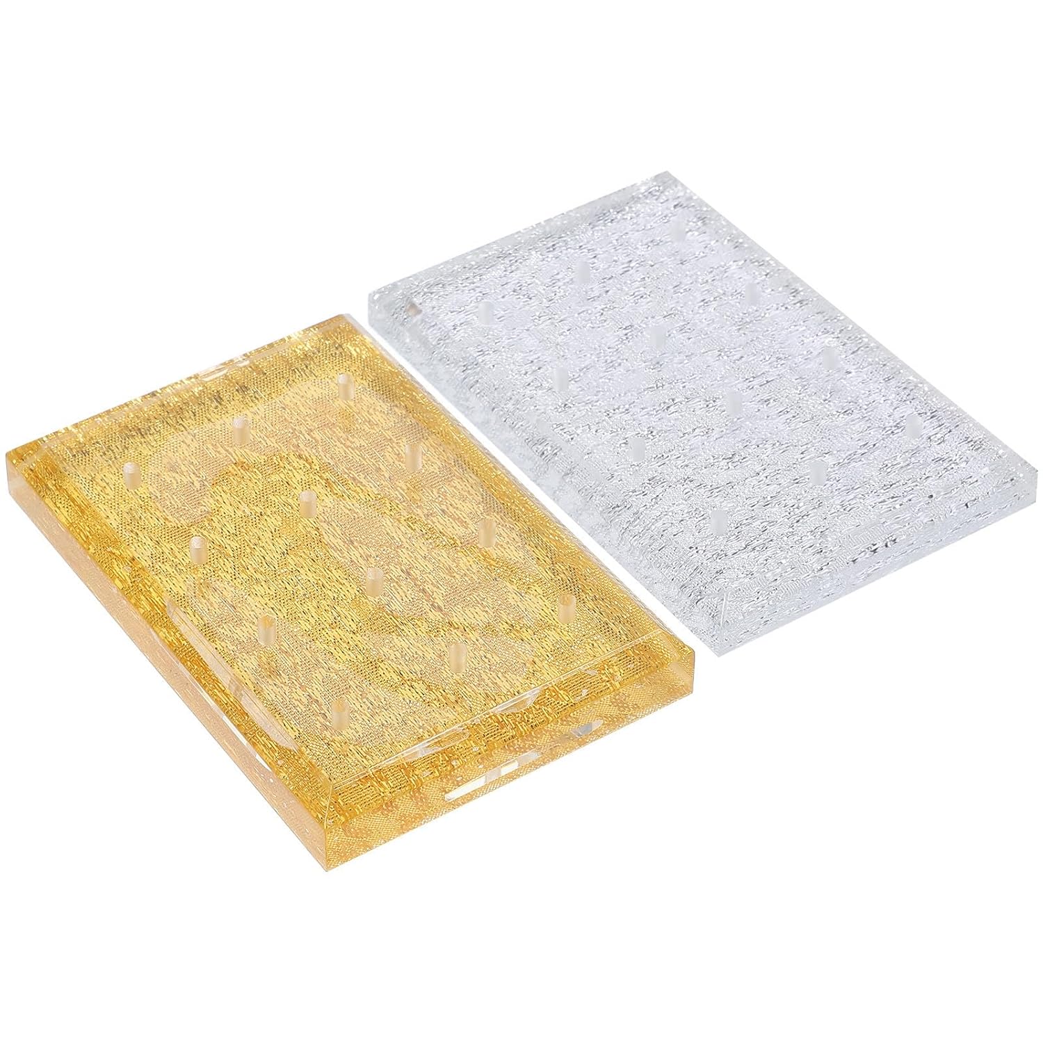 Nail Drill Bits Storage Stand Golden Acrylic 2pcs with 12 Holes Nail Bits Holder Convenient Layout and Display for Manicure Practice