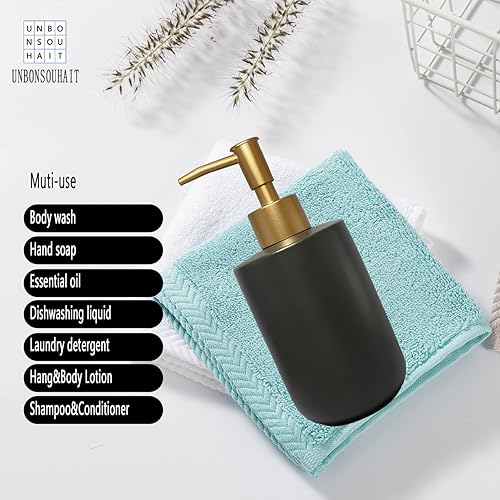 Miniatura 2 de Dispensador de jabón líquido para baño con bomba dorada, dispensador de jabón para platos para fregadero de cocina, loción de encimera recargable de