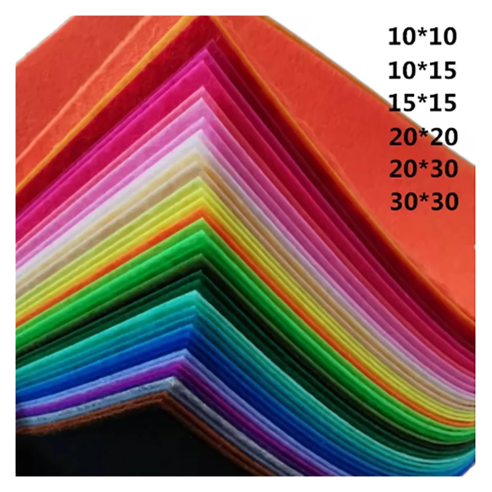 Feutrine 40/20/10 feuilles de feutrine couleurs assorties for patchwork, couture et loisirs créatifs. Carrés non tissés 1 mm d'épaisseur(10x10cm,40Pcs)