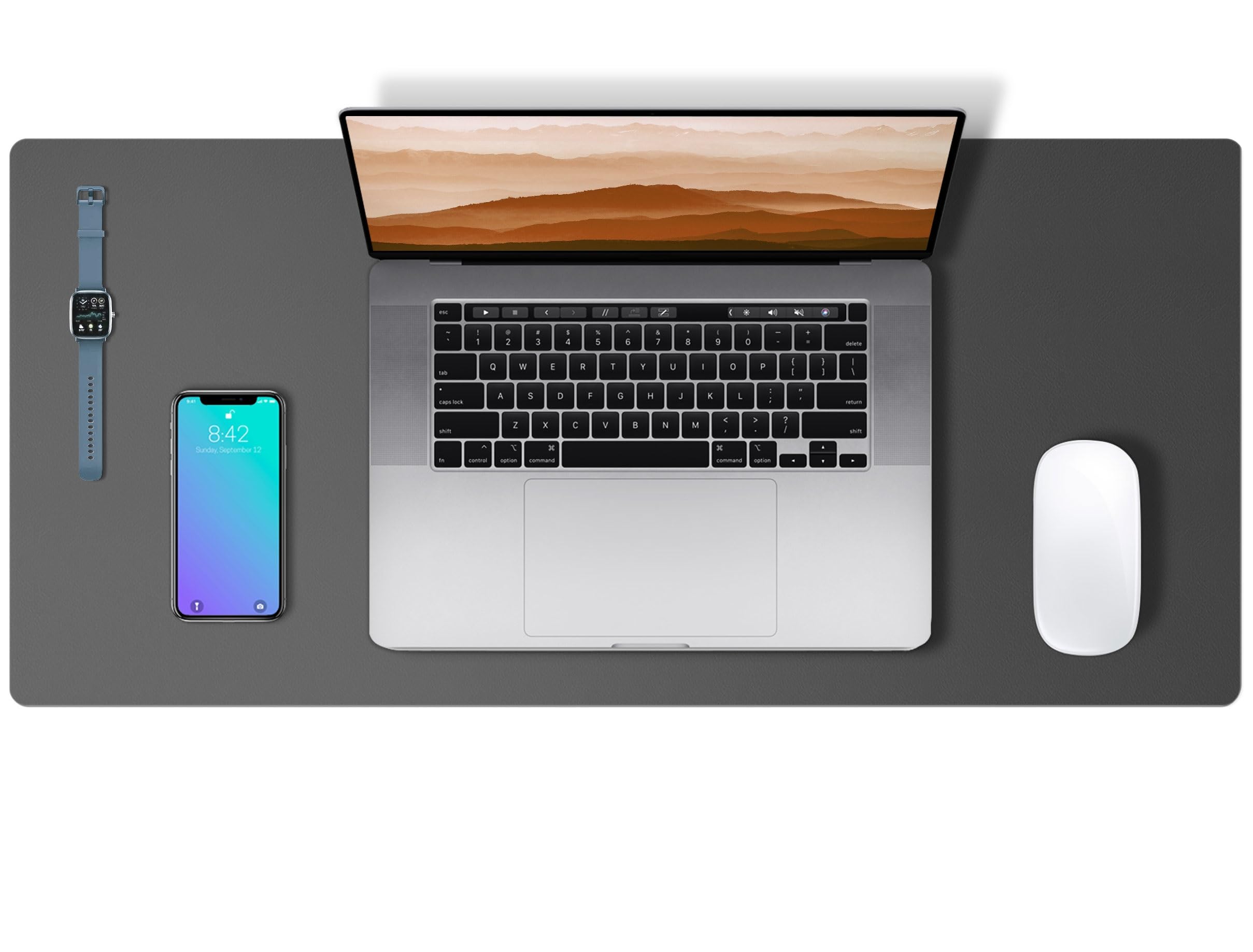 Abalter Leather Desk Mat – PU Desk Pad & Large Mouse Pad, Waterproof Non-Slip Writing Surface for Office Desk, Home Table, Laptop & Keyboard, (Grey, 60 x 35 cm)