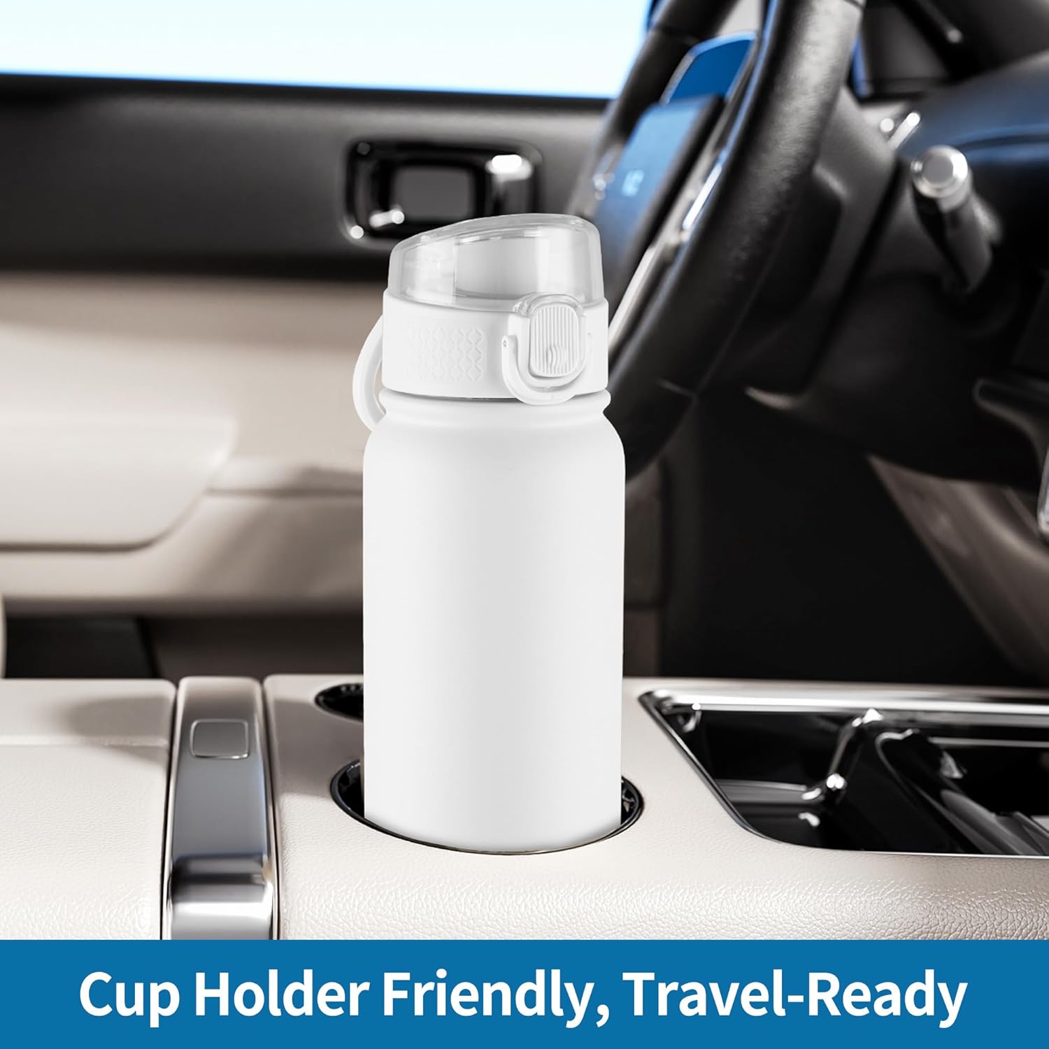 GOPPUS Insulated Water Bottle 20oz Stainless Steel BPA-Free Sports Bottle Ideal for School and Travel Silicone Spout Lid Prevents Leaks, Sweat, and Dust (White) - Image 7