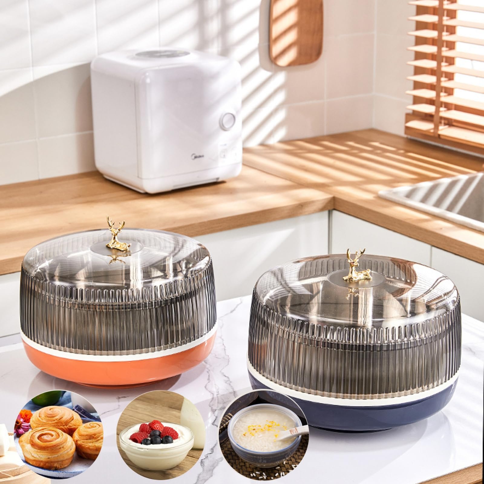 Cloud Fire Brotgärkörbe mit Deckel, Pizzateig GäRbox mit Heizung Temperaturregelung, 4-6 Liter Sauerteig-Gärschrank zum Brot, Gebacken,Joghurt, Fermentierter Reiswein (Blau)