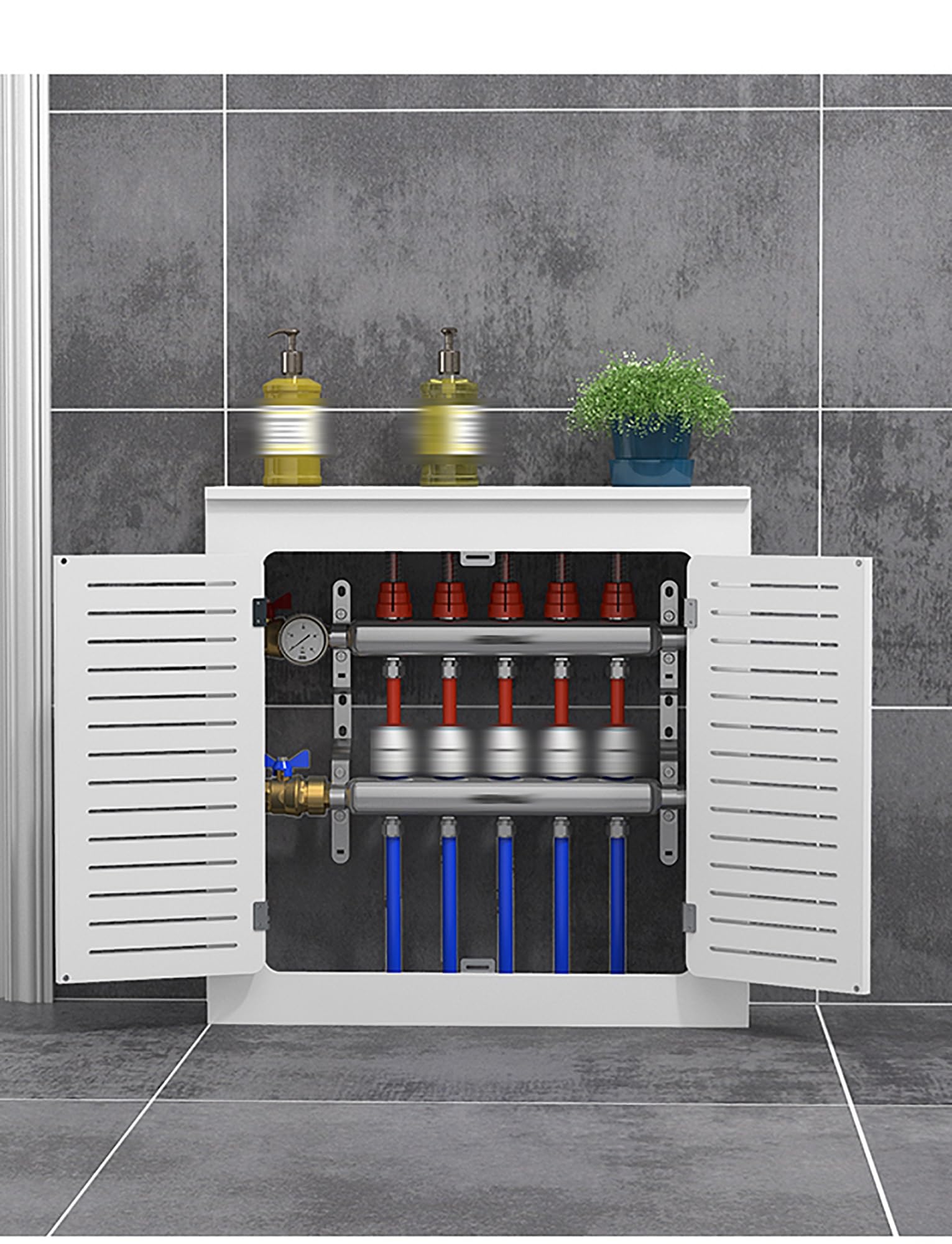 Armario seguro ignífugo para colectores y medidores | Caja de tapa de válvula Utili | Oculta tuberías de gas y válvulas de agua | Fácil inserción | Leche, 60 x 80 x 20 cm - y seguro