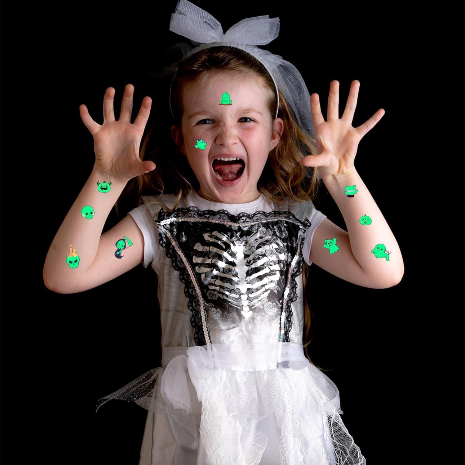 CARGEN Halloween Temporary Tattoo - 20 Sheets 268 Patterns Small Cute Glow-in-the-dark Tattoos Fun Halloween Party Decorations Favors Supplies for Halloween Goodie Bags Birthday