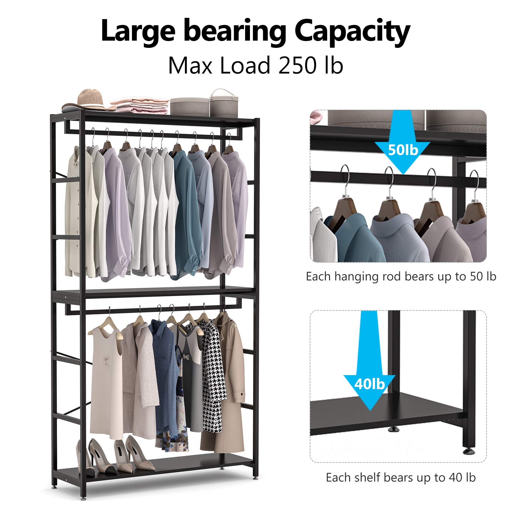Tribesigns 86 inches Double Rod Closet Organizer, Freestanding Tall 3