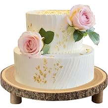 SogYupk Rustic Wood Cake Stand - 11-13 Inch Wooden Slice with Legs for Elegant Wedding, Birthday, Woodland-Themed Parties 1Pcs