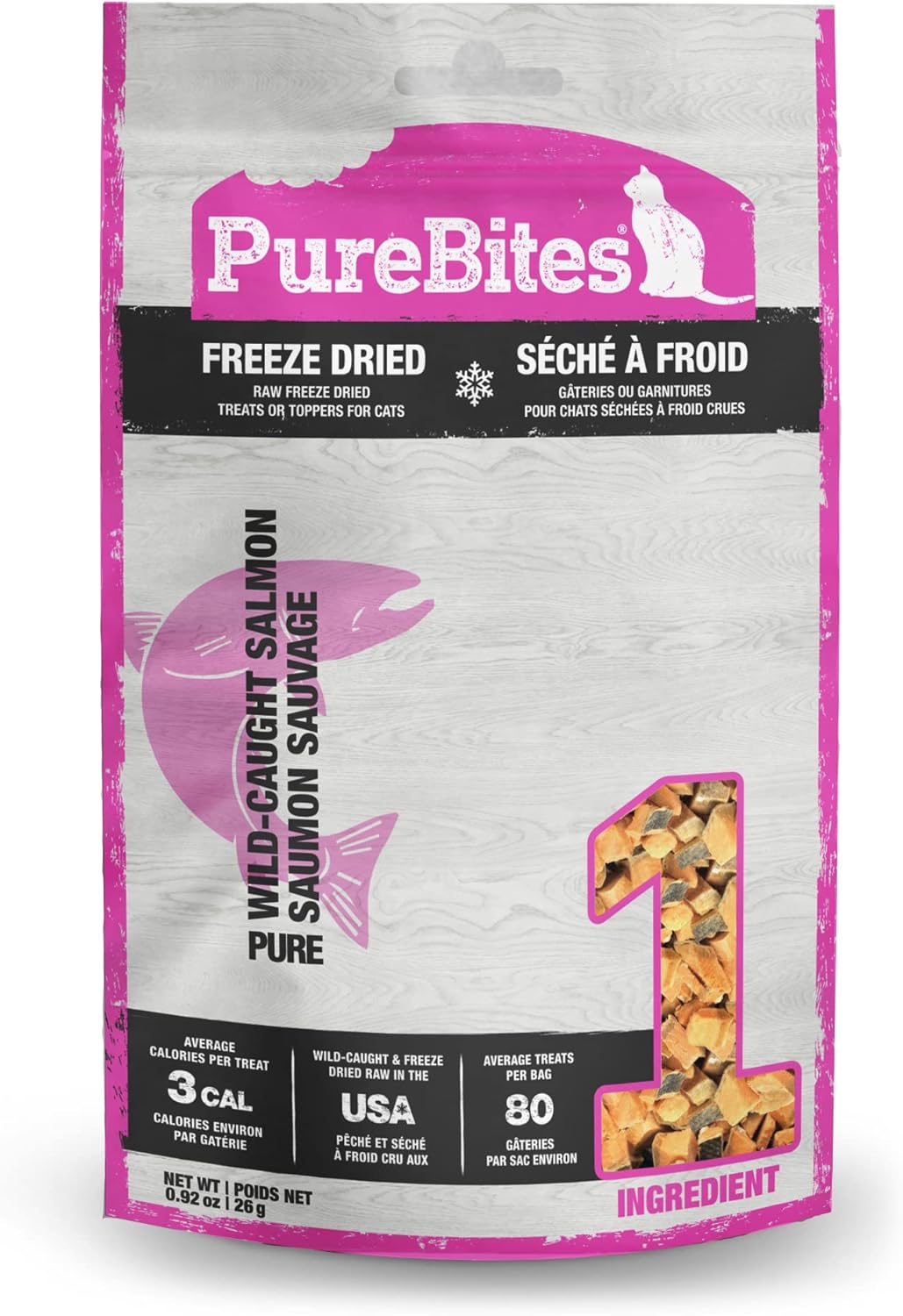 PureBites Freeze Dried Salmon Cat Treats, 4.7Oz | 134g - Jumbo Size