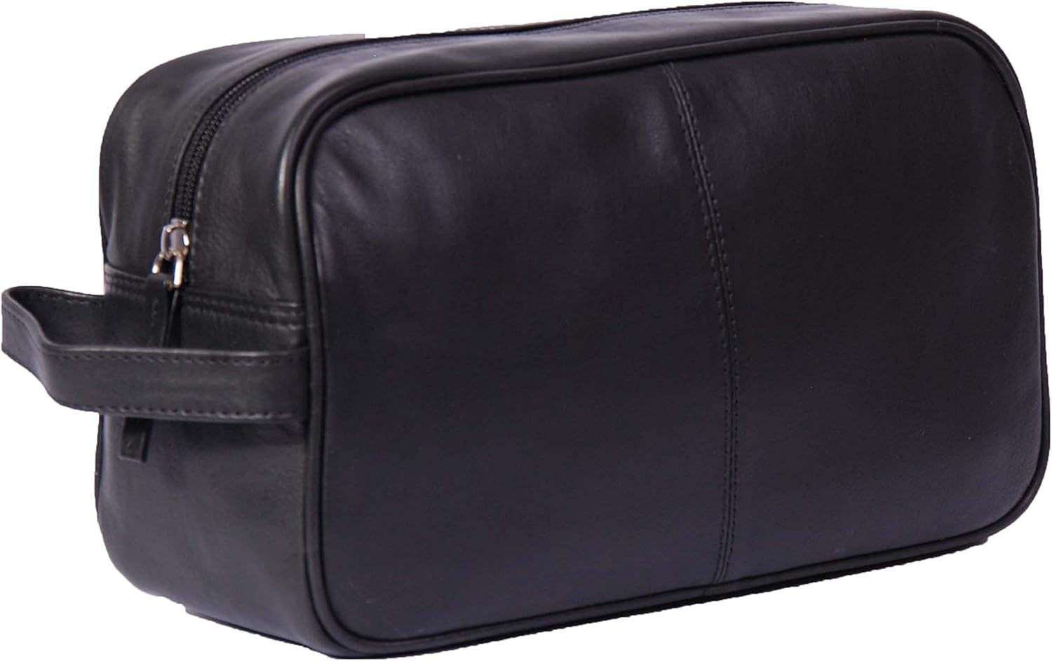 Wash Leather Bag Mens Travel Toiletry Shaving Kit Wrist Leather Bag A98 Black