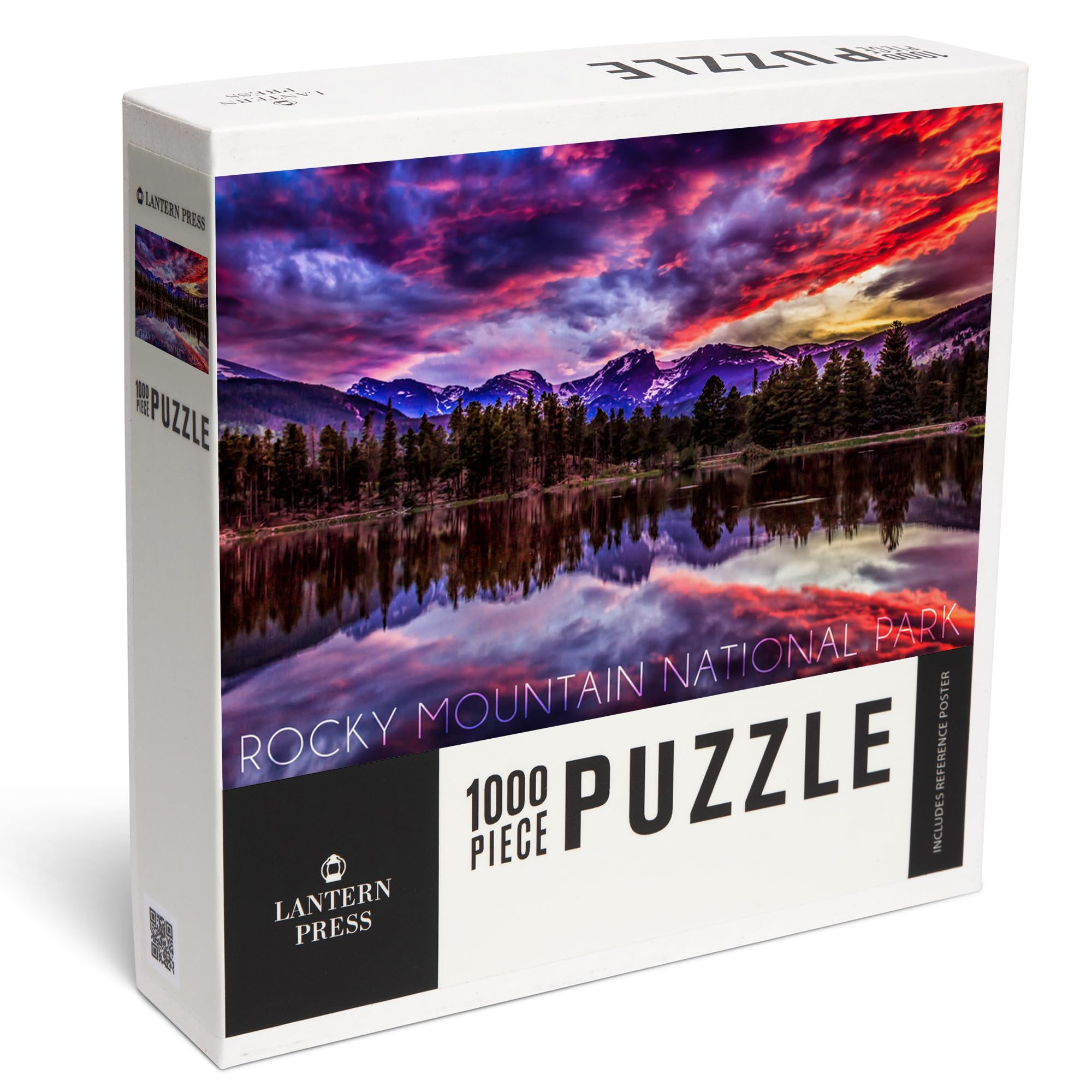 Lantern Press Rocky Mountain National Park, Colorado, Sunset and Sprague Lake, 1000 Piece Jigsaw Puzzle for Adults, Made in USA with Reference Poster