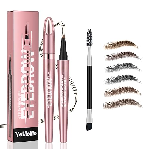 Bolígrafo de cejas de 4 puntas, maquillaje profesional, uso las 24 horas, impermeable, 6 colores disponibles, trazos similares al cabello, oro rosa