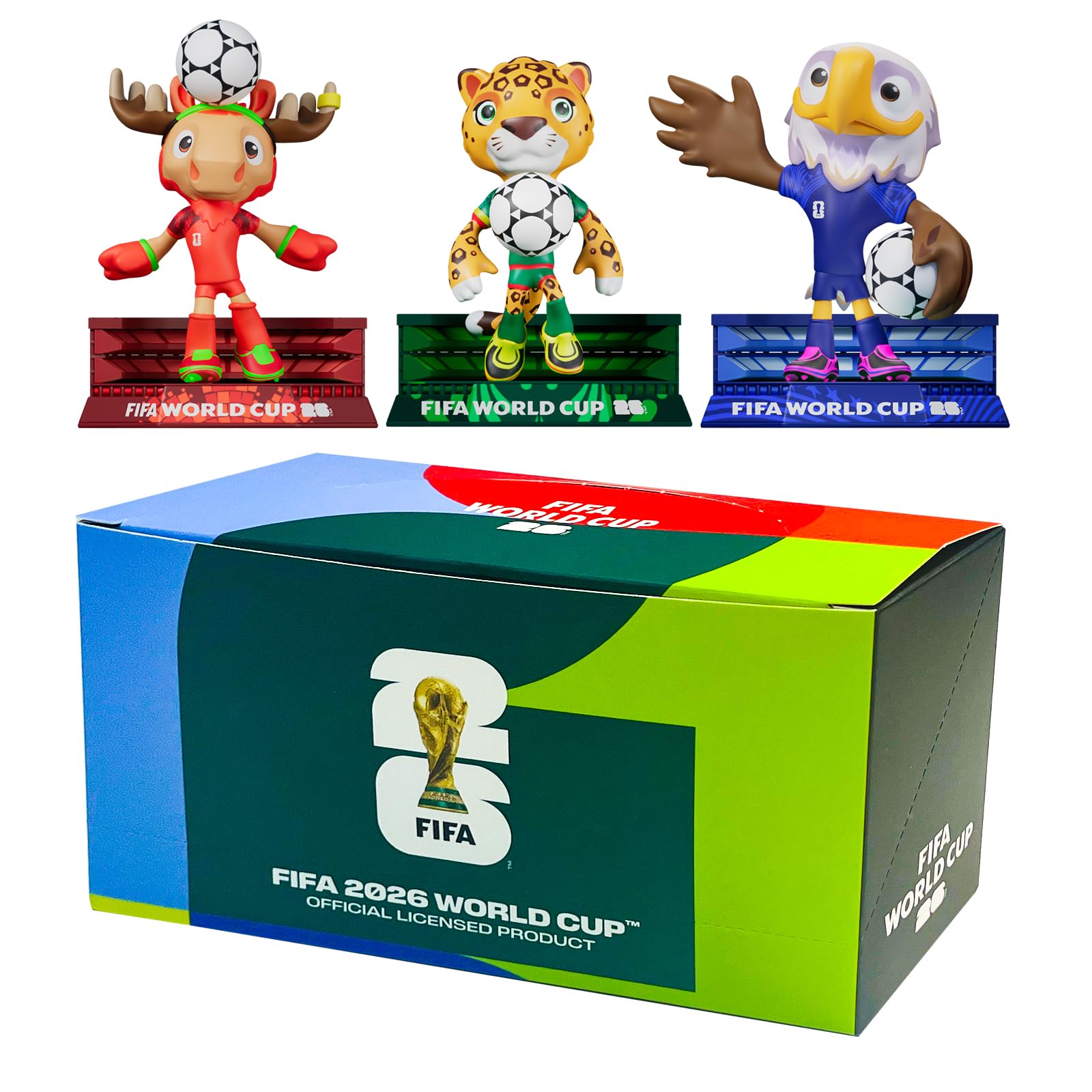 DICEKOO Ensemble mascotte de la Coupe du monde FIFA 2026 7,6 cm (érable, Zayu, pochette) | Style de football | Sous licence officielle | Figurines de collection, idée cadeau pour les fans et les