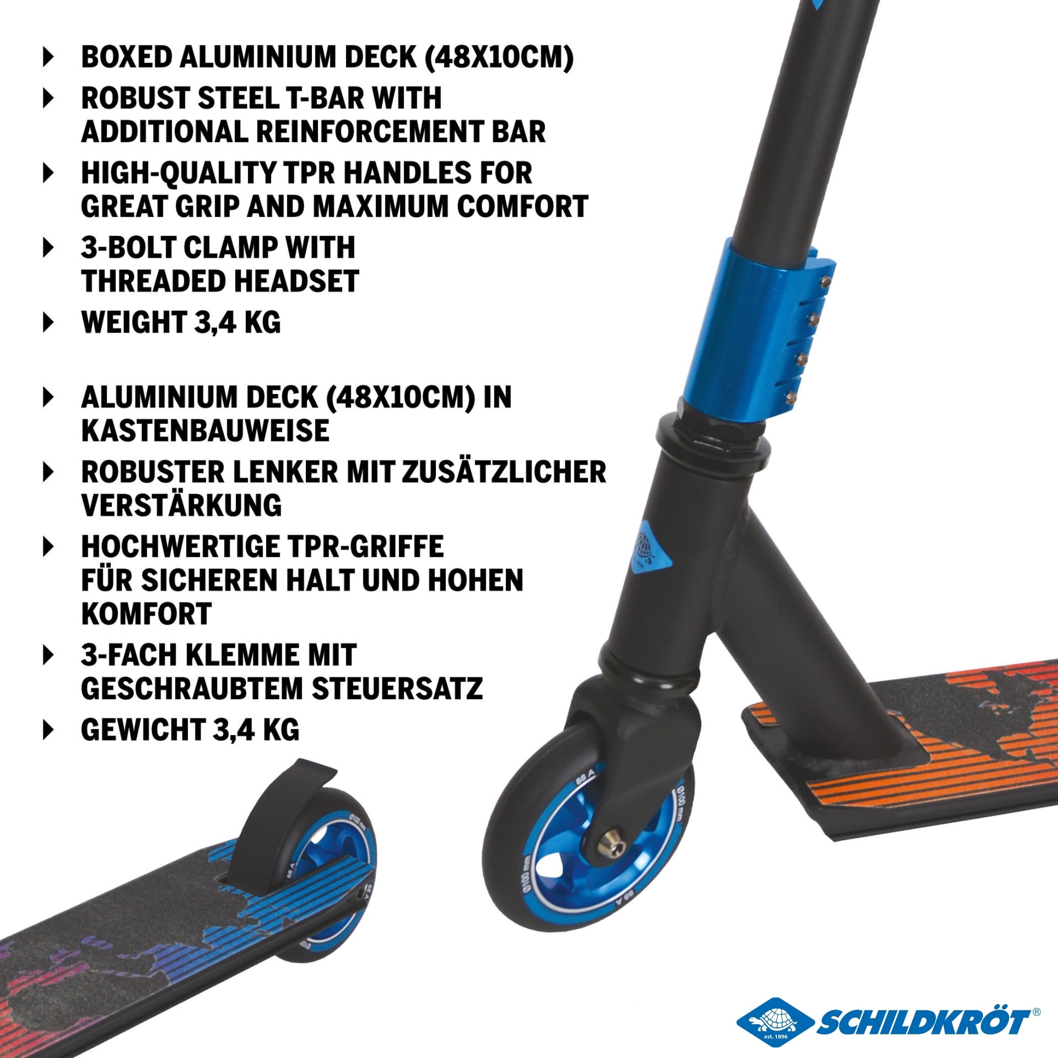 Schildkröt Untwist Stunt Scooter, Ottimo Monopattino con Compressione HIC e Cerchio in Alluminio, Ruote in PU da 100 mm, per Acrobazie e Manovre Ambiziose