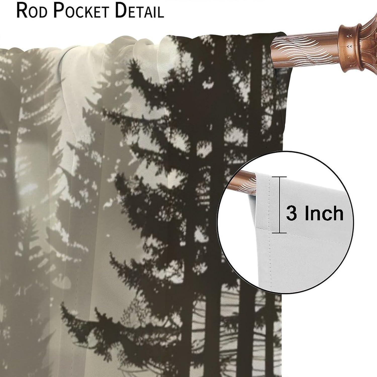 Wild Animal Blackout Curtains Foggy Mountain Forest Deer Rustic Vintage Farmhouse Bedroom Living Room Bathroom Rod Pocket Decoration Window Drapes 2 Panels W21xL54in