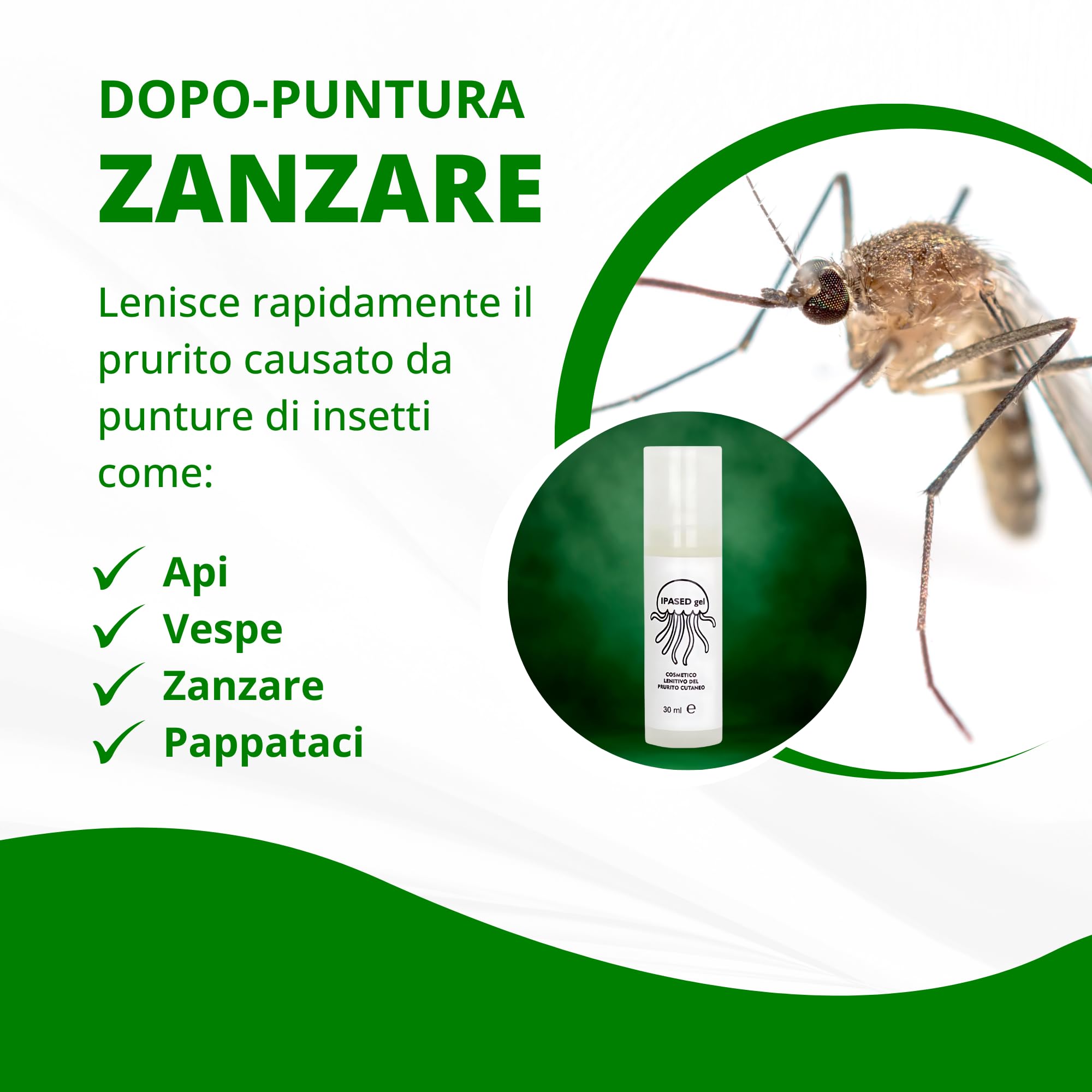 Dopo Puntura Zanzare, Meduse e Insetti, con Aloe Vera e Olio di Menta Piperita, Per un Sollievo Immediato, 30 ml