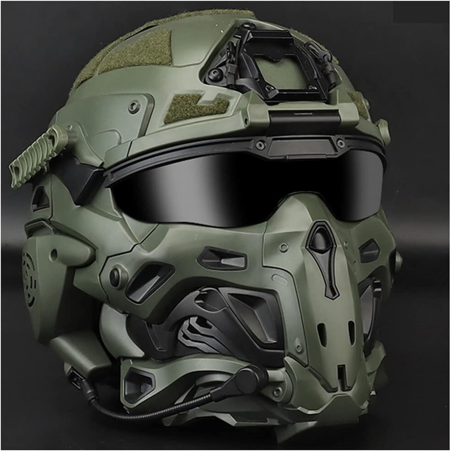 屋外用CSペイントボールハンティングエアソフトフルフェイスマスクタクティカルヘルメット、内蔵タクティカルヘッドセット、防曇ファン、サ