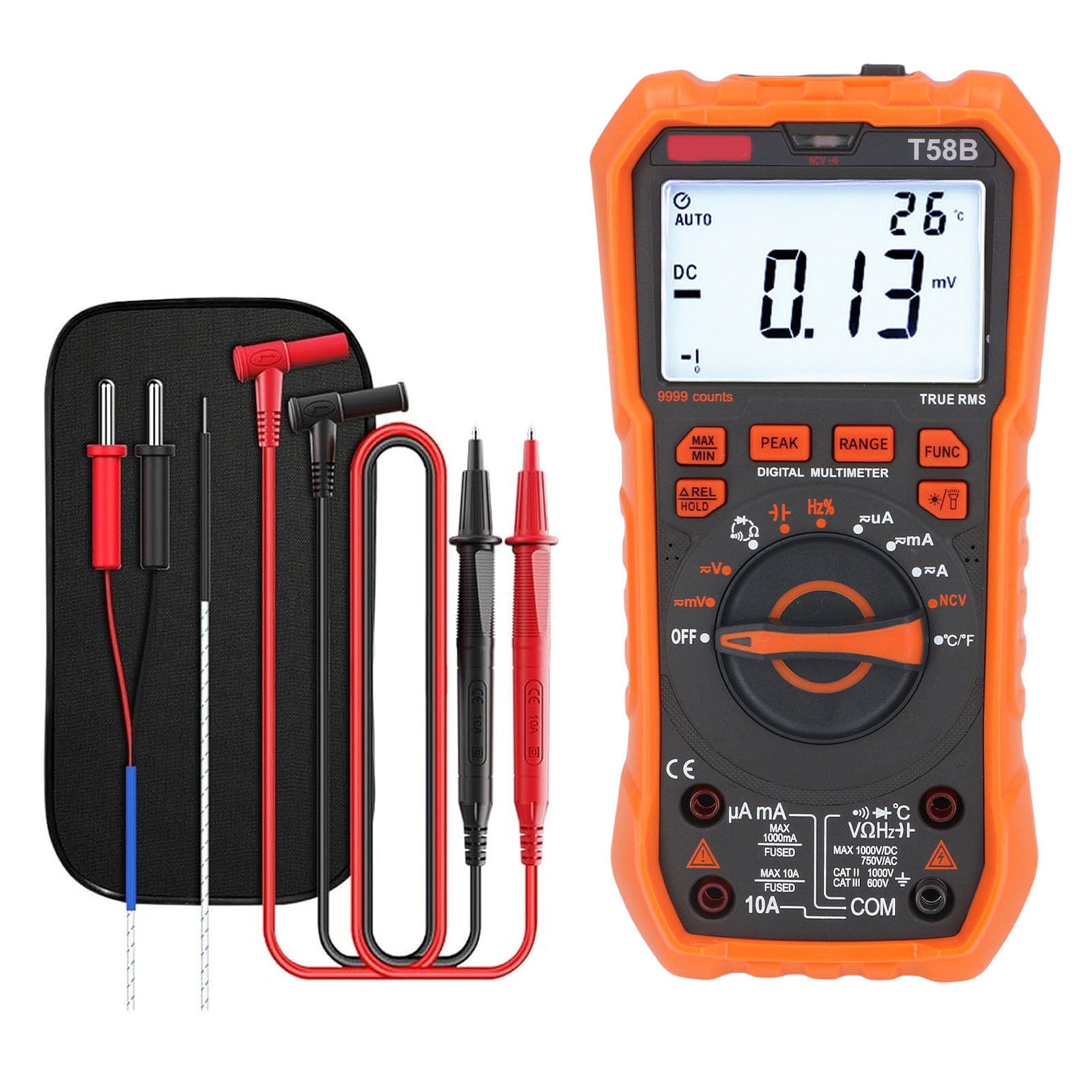 Multimetro Digitale 9999 Counti, T58B Smart CC Ac Tensione Tensione Tester Display Display LED