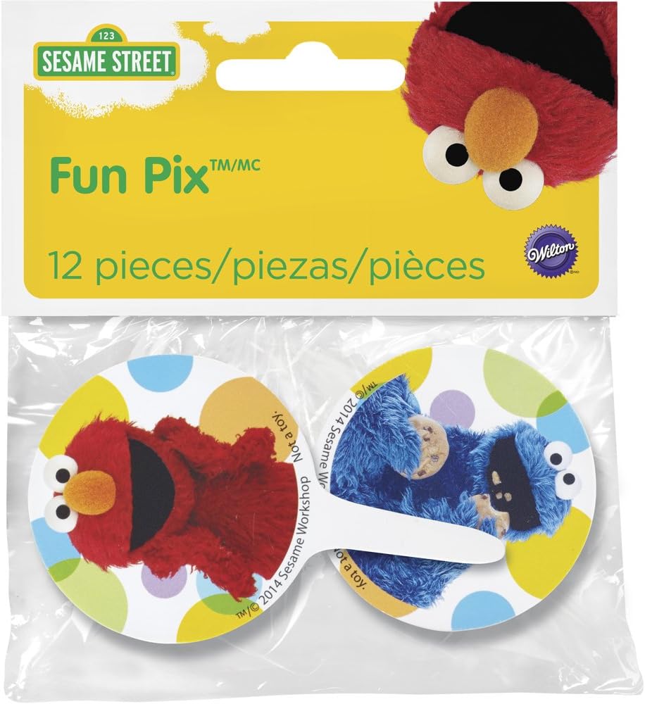 Wilton 2113-3470 12 Count Sesame Street Cupcake Toppers, Multicolor