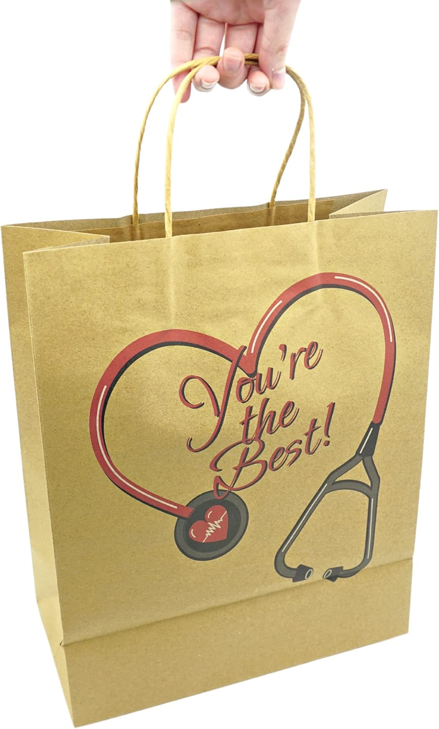 4E's Novelty Nurse Gift Bags (24 Pack) Large 12" Kraft Paper Bag Bulk - National Nurse Appreciation Day. For Doctors Healthcare Hospital Worker Party Favors Goody Bag