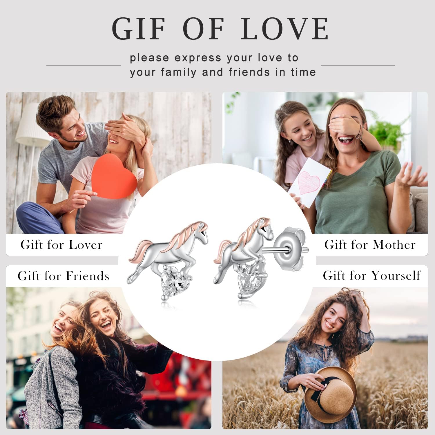 Horse Earrings for Women 925 Sterling Silver Horse Earrings Cute Animal Horse Earrings Jewelry Gifts for Women - Image 6