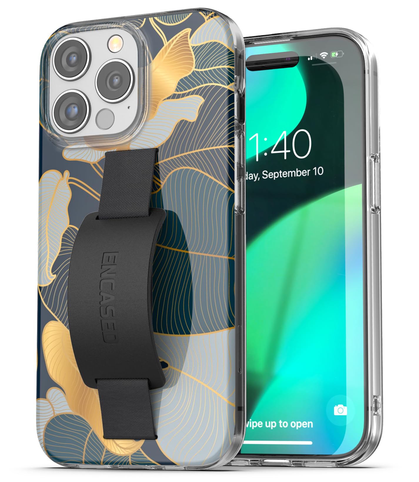 Amazon.com: ENCASED Finger Loop Case, Designed for iPhone 15 Pro (2023)  Hand Strap Grip Cover with Soft-Touch Silicone Phone Holder (Blue Gold Palm  Leaf) : Cell Phones & Accessories