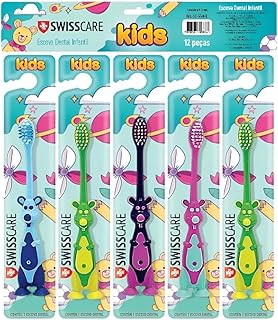 Escova Dental Infantil – Diversão e Cuidado para o Sorriso das Crianças kit com 12 Unidades Cores Sortidas