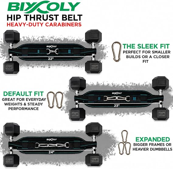 Hip Thrust Belt for Women & Men | Heavy-Duty Glute Workout Equipment with Traction Straps, Wristbands, Carabiners & Carry Bag | Supports Dumbbells, Kettlebells & Plates Up to 300-lbs | Home & Gym Training Belt