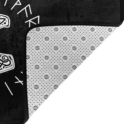 Miniatura 4 de Mjolnir and Rune Wheel Norse Mythology Symbol Carpet Indoor and Outdoor Door Mats, Anti Slip Floor Mats