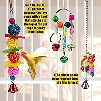 Vista 5 de Juguetes de periquitos, 7 piezas de juguetes coloridos para pájaros para periquitos, jaula de pájaros para mascotas, hamaca, escaleras, juguete