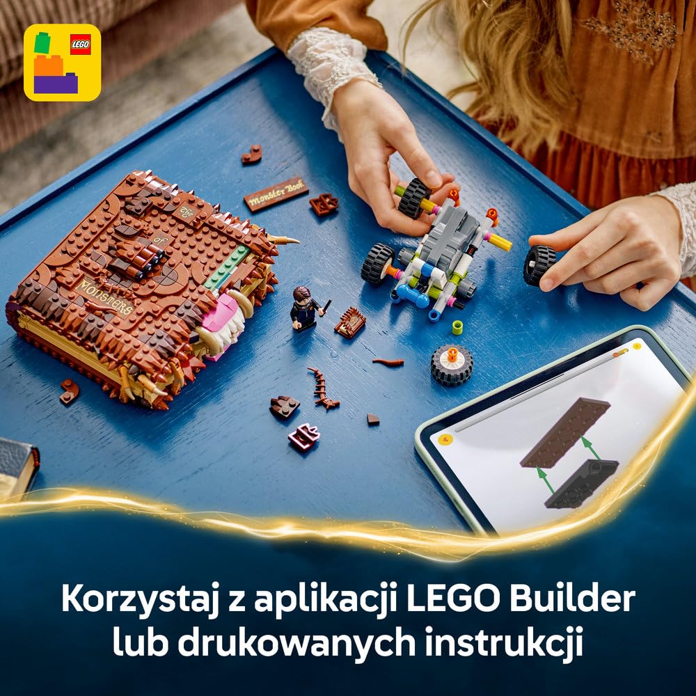 LEGO Harry Potter Potworna księga potworów z zębami 76449 | księga do zbudowania, zestaw z figurkami, prezent dla fana Harry’ego Pottera 9+, 518 elementów