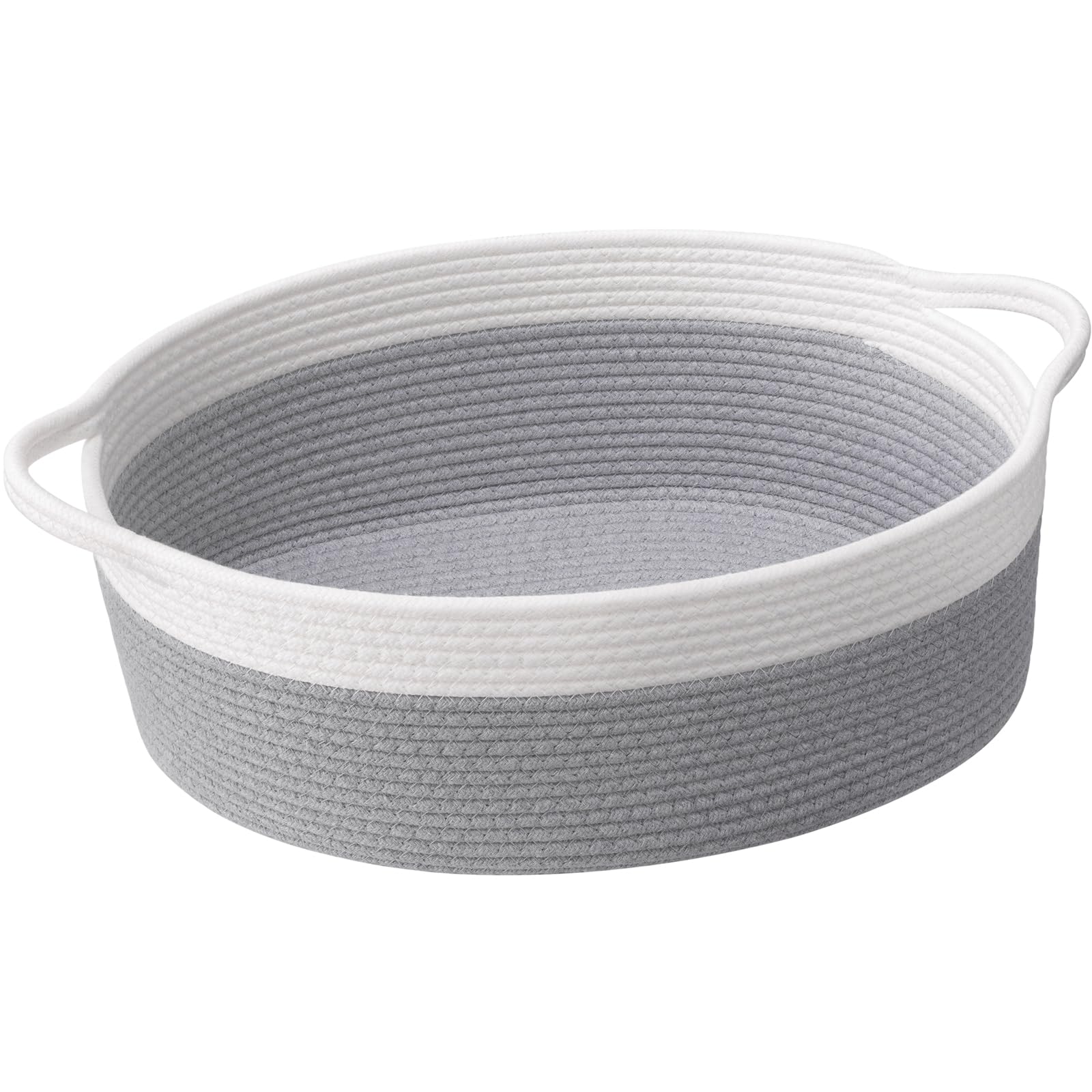 TIMEYARD Seilkörbe für Geschenke Leere, Dekorative Aufbewahrungskörbe für Kinderzimmer, Geflochtener Geschenkkorb für Babyparty, Hundespielzeugkorb mit Griffen für Wohnzimmer, 34 x 25 x 15 cm, Grau