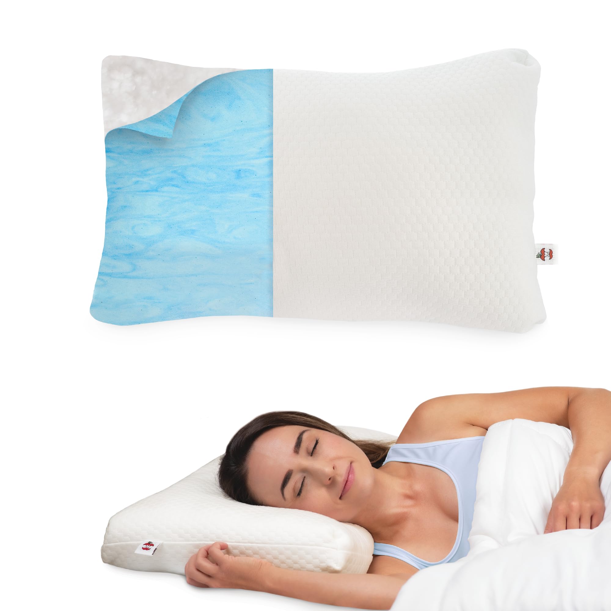 Core Products Adjustable Pillow - Customizable Loft with Alternative-Down Fill for Side, Back, or Stomach Sleeping; Cooling Gel Memory Foam Keeps You Cool and Comfortable - Standard Size