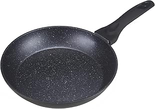 Non-Stick Frying Pan Induction Marble Effect Coating with Soft Touch Handle Forged Aluminium Non-Stick Frying Pan Healthy Cooking PFOA Free, Dishwasher Safe (28cm - Black Base)