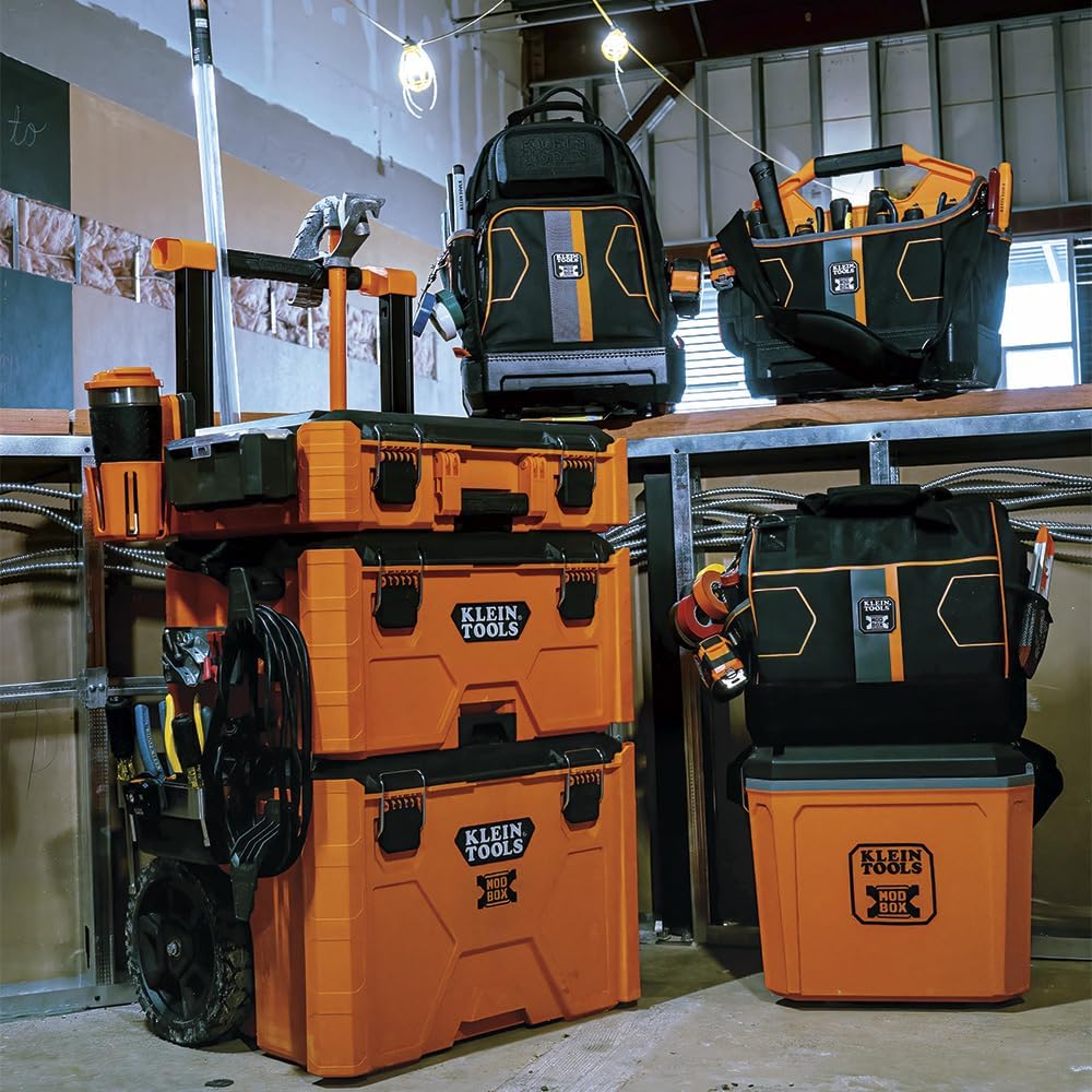 Klein Tools 62203MB MODbox Tool Bag, Part of the MODbox Mobile Workstation, 28 Pockets for Maximum Tool Storage, Internal Headlamp Bracket