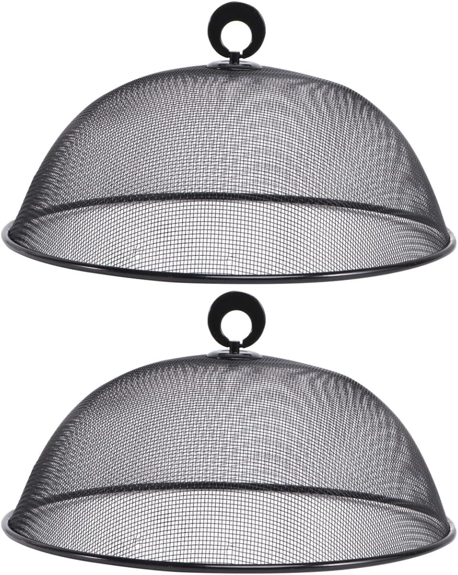 2 Pcs Metal Mesh Screen Food Cover Outdoor Mesh Food Tents Umbrella Dome Screen Plate Covers for Dinner Plates Fruit Picnic, Table, BBQ, Camping, Party,13.7inch/ 35cm