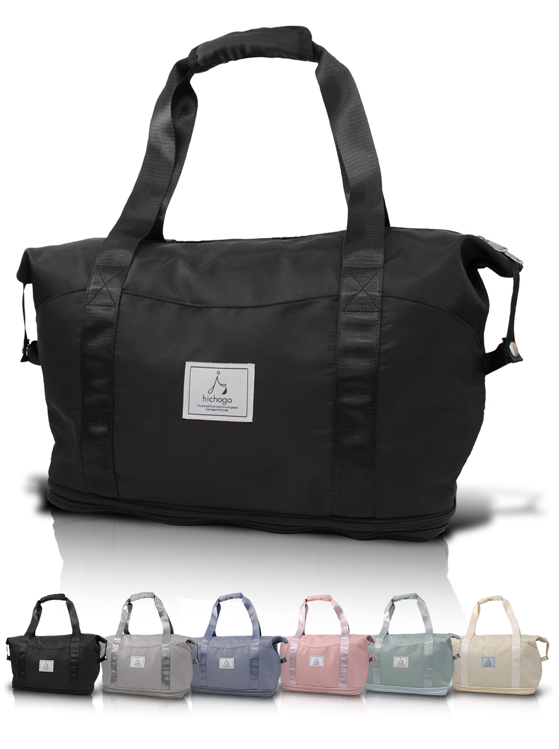 Amazon | hichago ボストンバッグ 【サイズが2段階広がる】 旅行