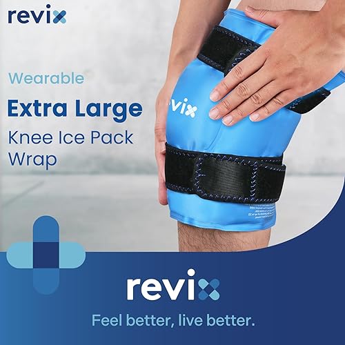 Miniatura 5 de REVIX Paquete de hielo de rodilla extra grande de 19 pulgadas que envuelve toda la rodilla, paquete frío de gel reutilizable para molestias y fatiga