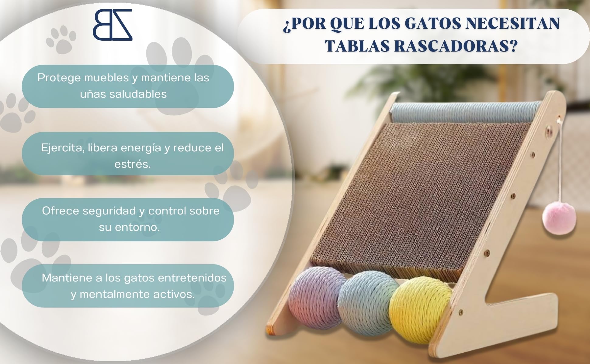 Rascador para Gatos con Cartón Corrugado y 1 Recambio Extra, Rascador Gato Inclinado, Arranhador para Gatos, Juguete para Gato y Cat Scratcher BEMANZ