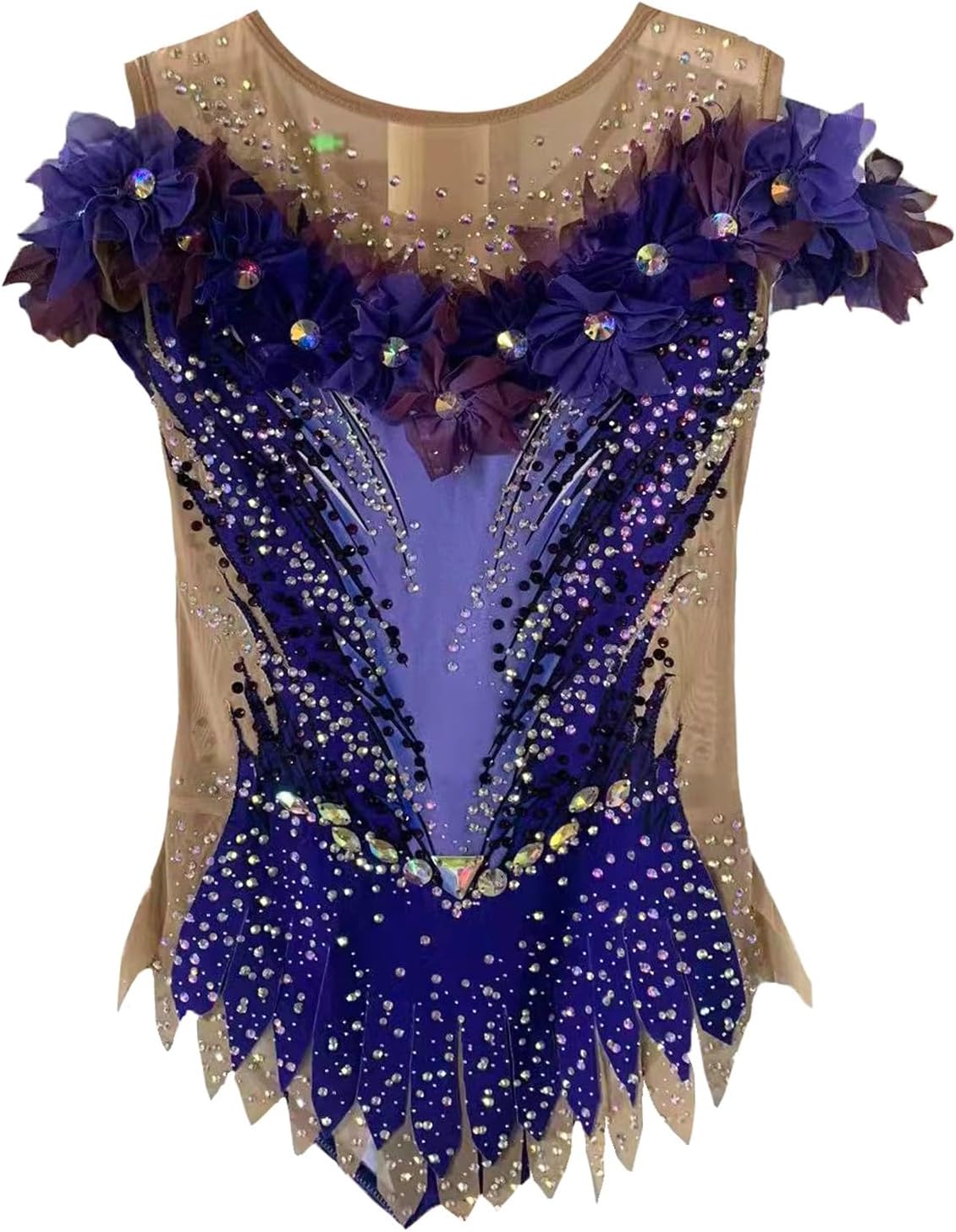 Zagitova] 新体操レオタード女性用ダイヤモンドアップリケタンク