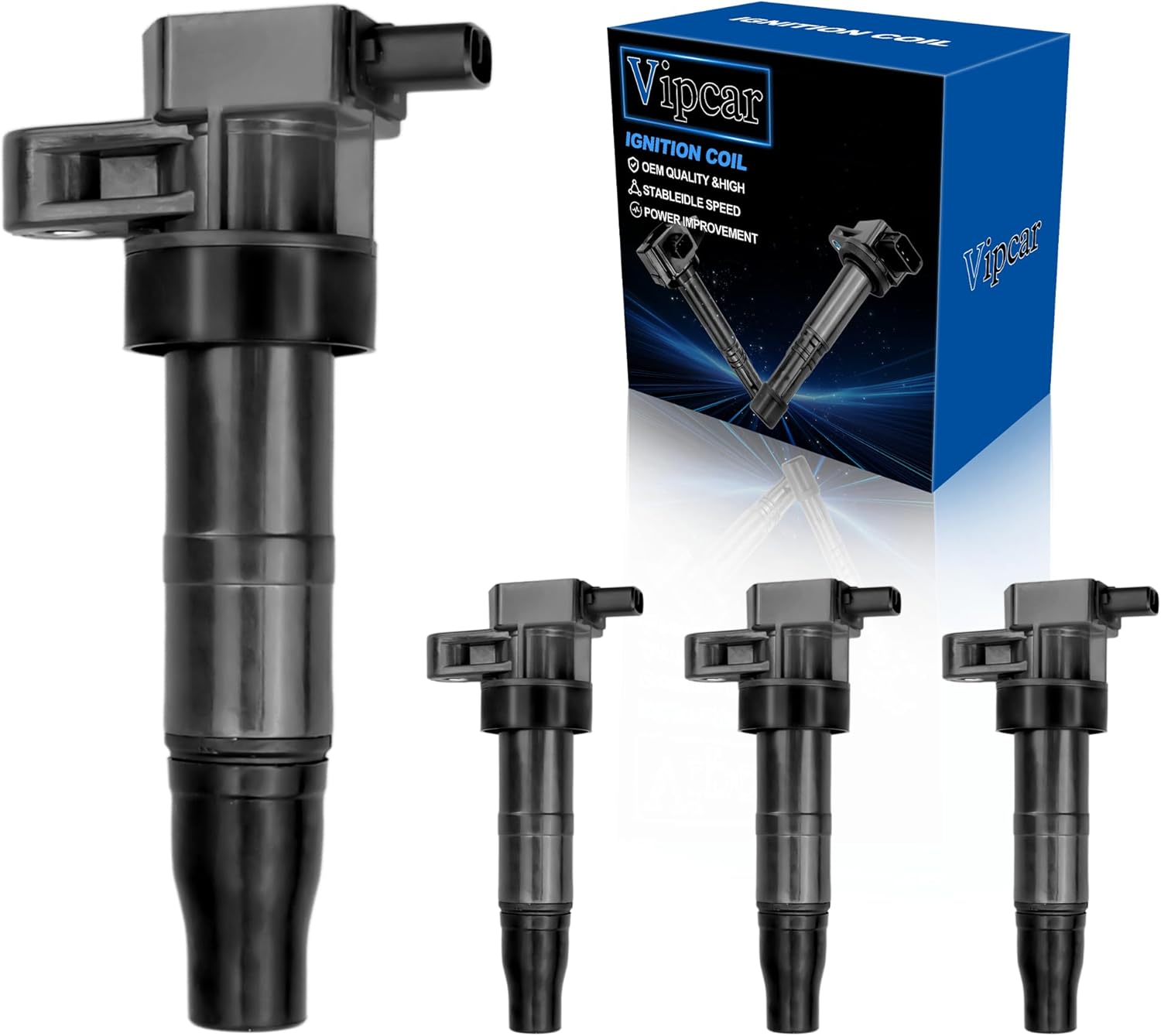 4Pcs Ignition Coil Pack Compatible with Hyundai 2006-10 Sonata 2.4/3.3L, 07-14 Santa FE 3.3 3.5, Veracruz Genesis Azera 3.3 3.8, for Kia Sorento Optima Sedona Amanti Borrego, #UF546 273013C000