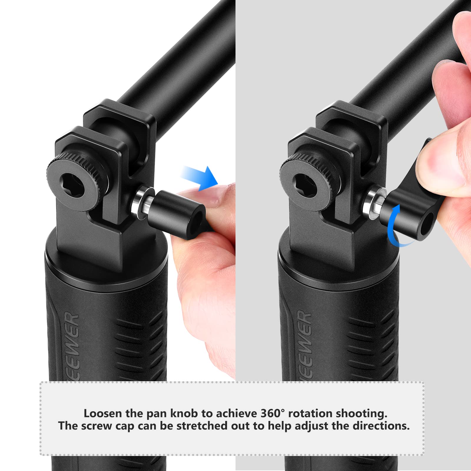 NEEWER Universal-Kamera-Schulterhalter,Kamera-Schulterhalter aus Aluminiumlegierung,Videofilmsystem mit beweglich Schulterpolster,15mm-Stange,1/4"3/8"QR-Platte für spiegellos DSLRKamera-Camcorder-ST34