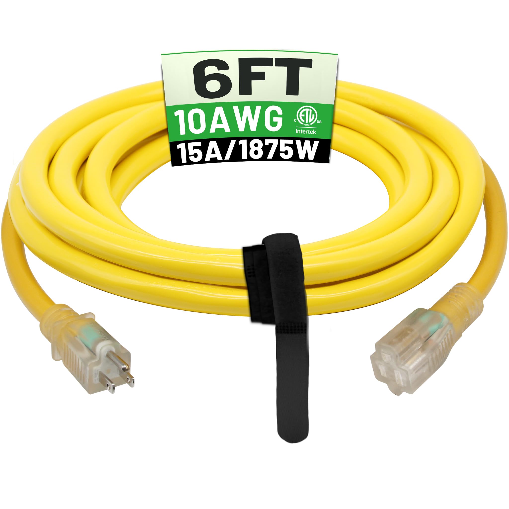 POWGRN 6 Ft 10AWG Outdoor Extension Cord