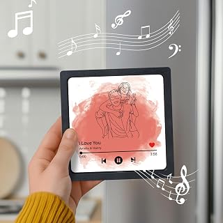 Personalized Line Art Ablum Music Fridge Magnet, Custom Memory Song Fridge Magnet, Can Play Song Refrigerator Magnets, Anniversary Valentine's Day Birthday Gift for Couples Family