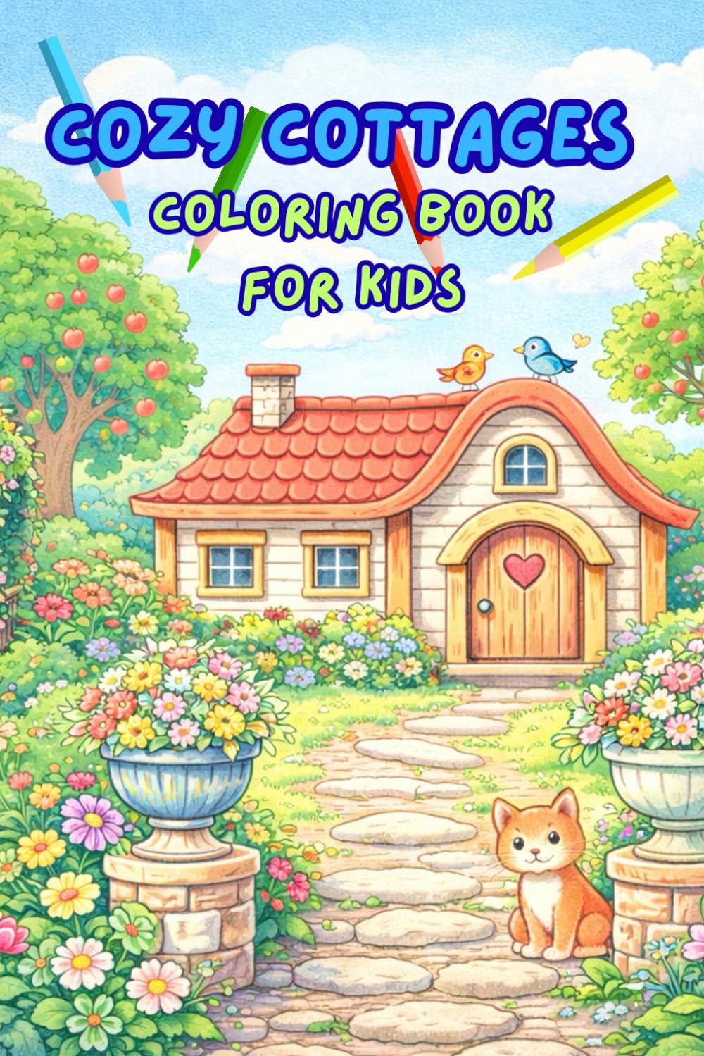 Cozy Cottages Coloring Book for Kids: A Cute Nature Coloring Book with Gardens, Animals and Peaceful Scenes