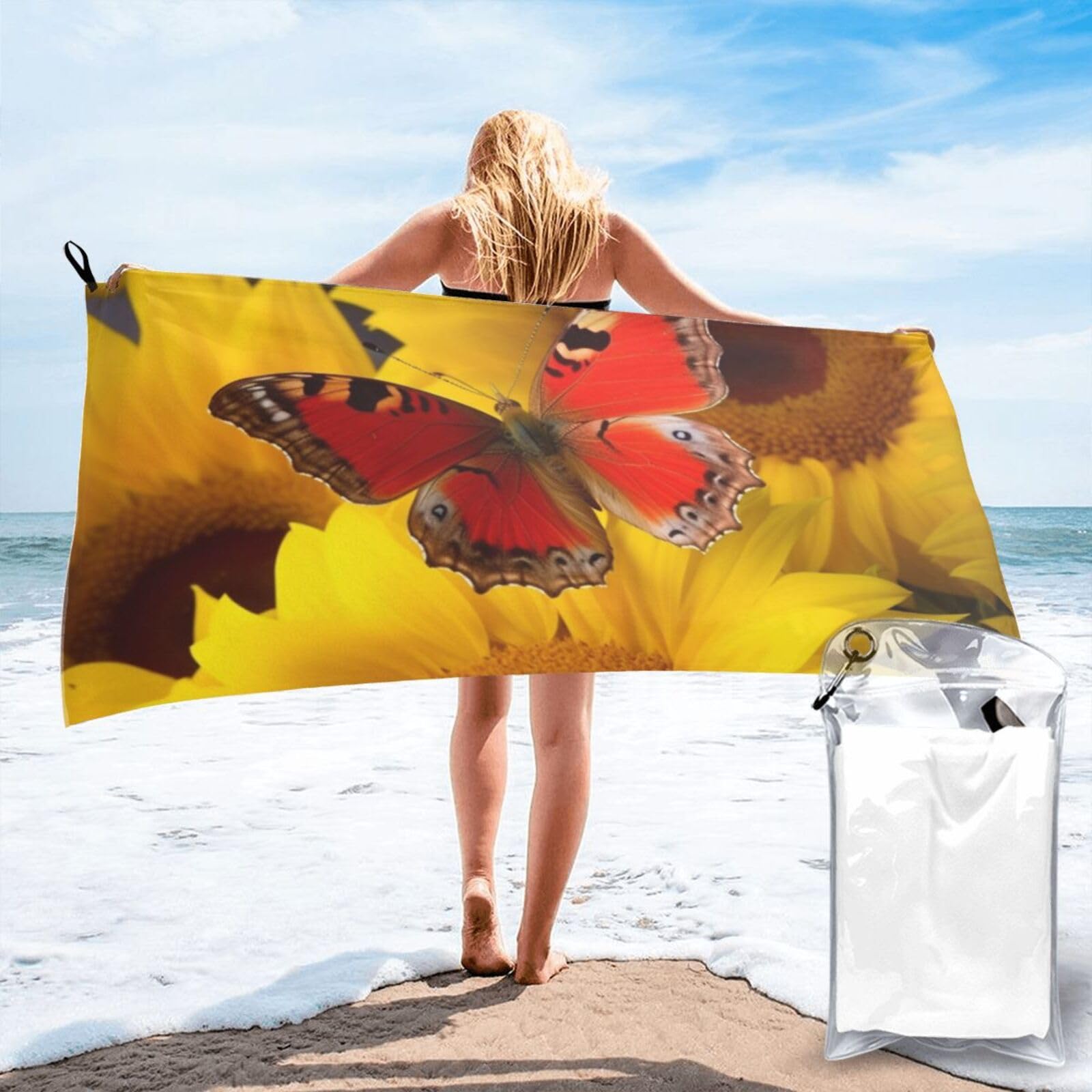 Serviette de plage en microfibre à séchage rapide motif fleurs