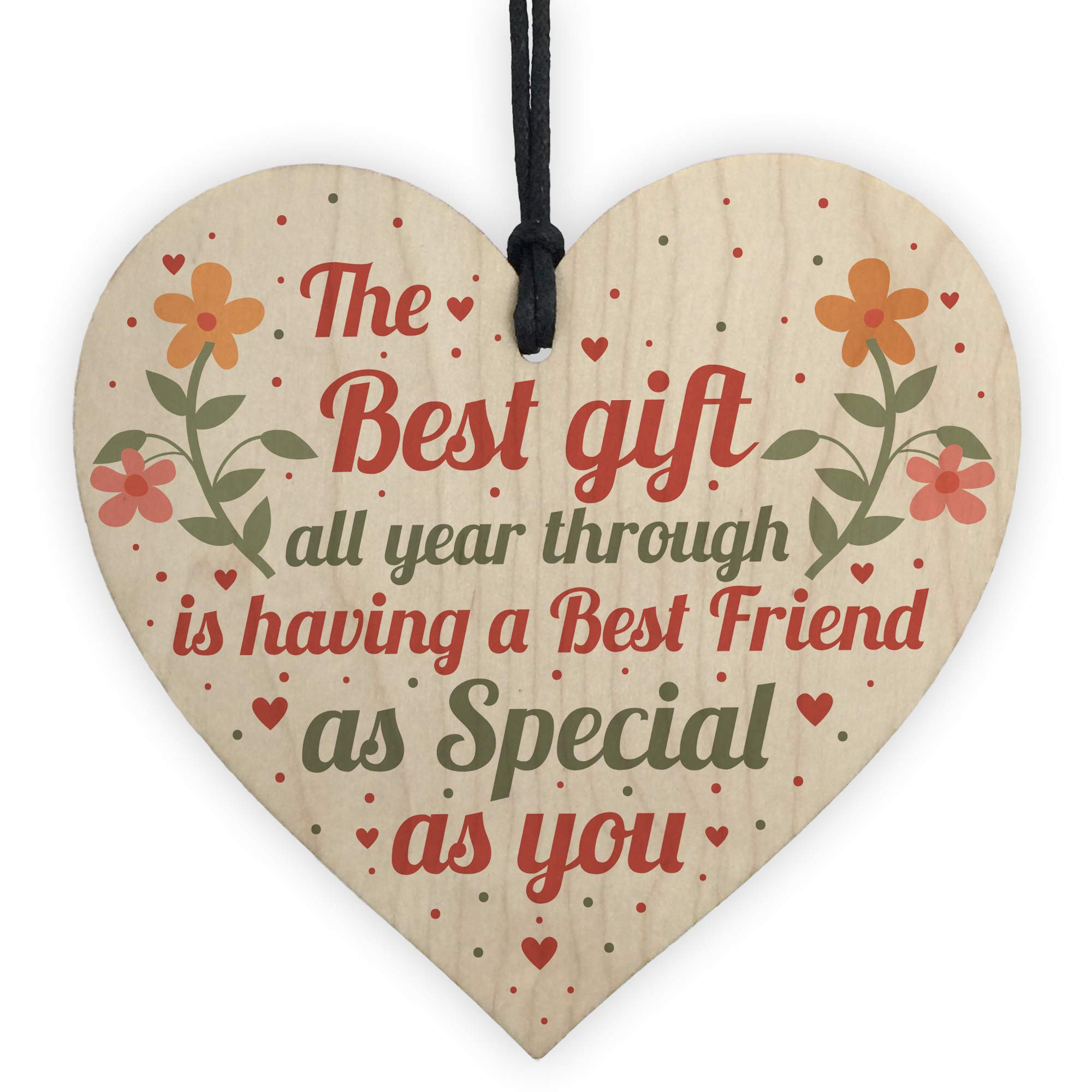 Red Ocean Best Friend Sister Friendship Plaque Thank You Gift Wooden Heart Keepsake Gift For Her Women