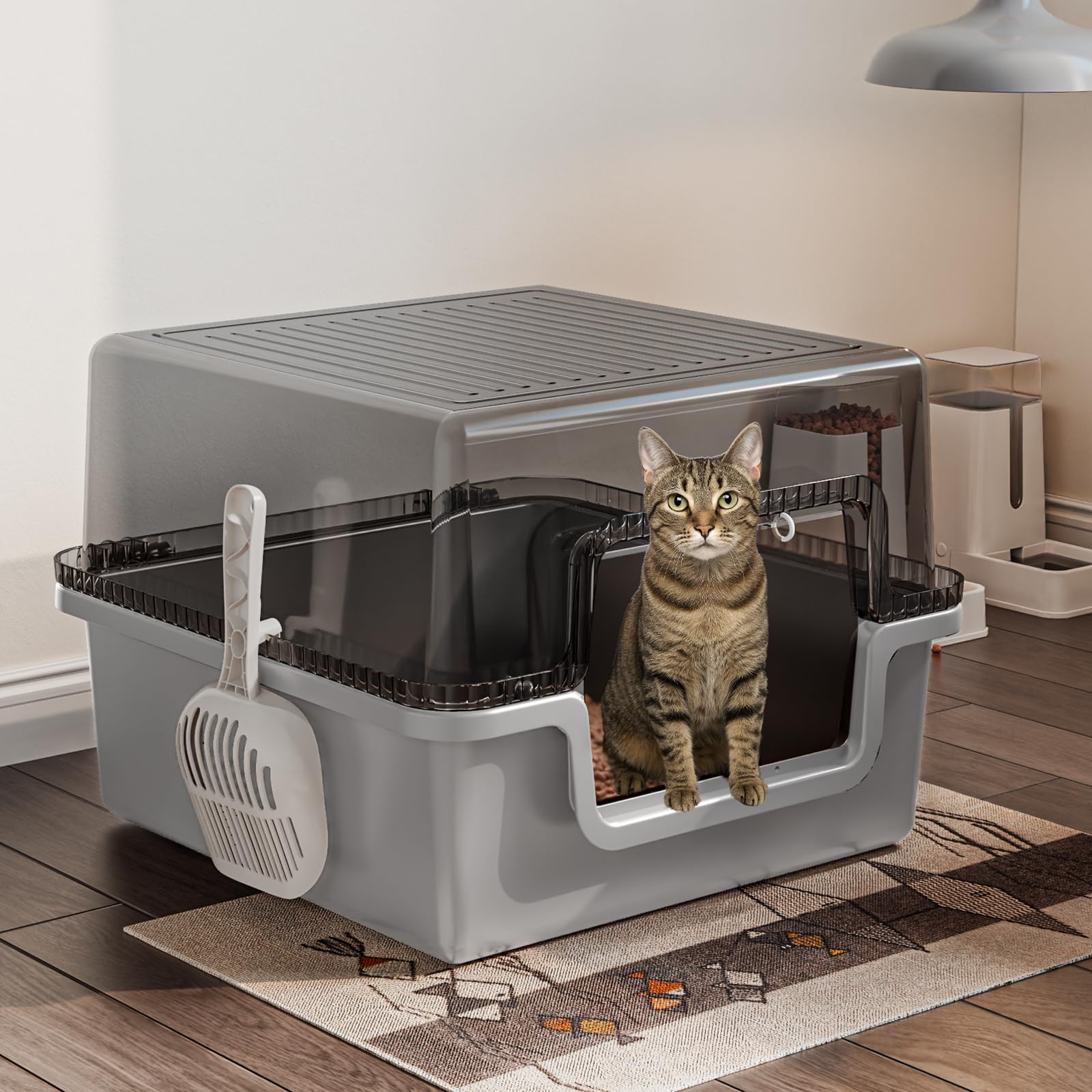 Oneluck XXL Covered Cat Litter Box with Scoop,Easy to Clean,Extra Large Non-Stick Pan for Multi-Cat Households