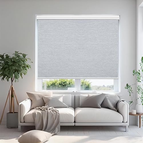 Miniatura 12 de Persianas motorizadas de filtrado de luz compatibles con Alexa Google, persianas inteligentes automáticas, control remoto, 70% opacas, color blanco