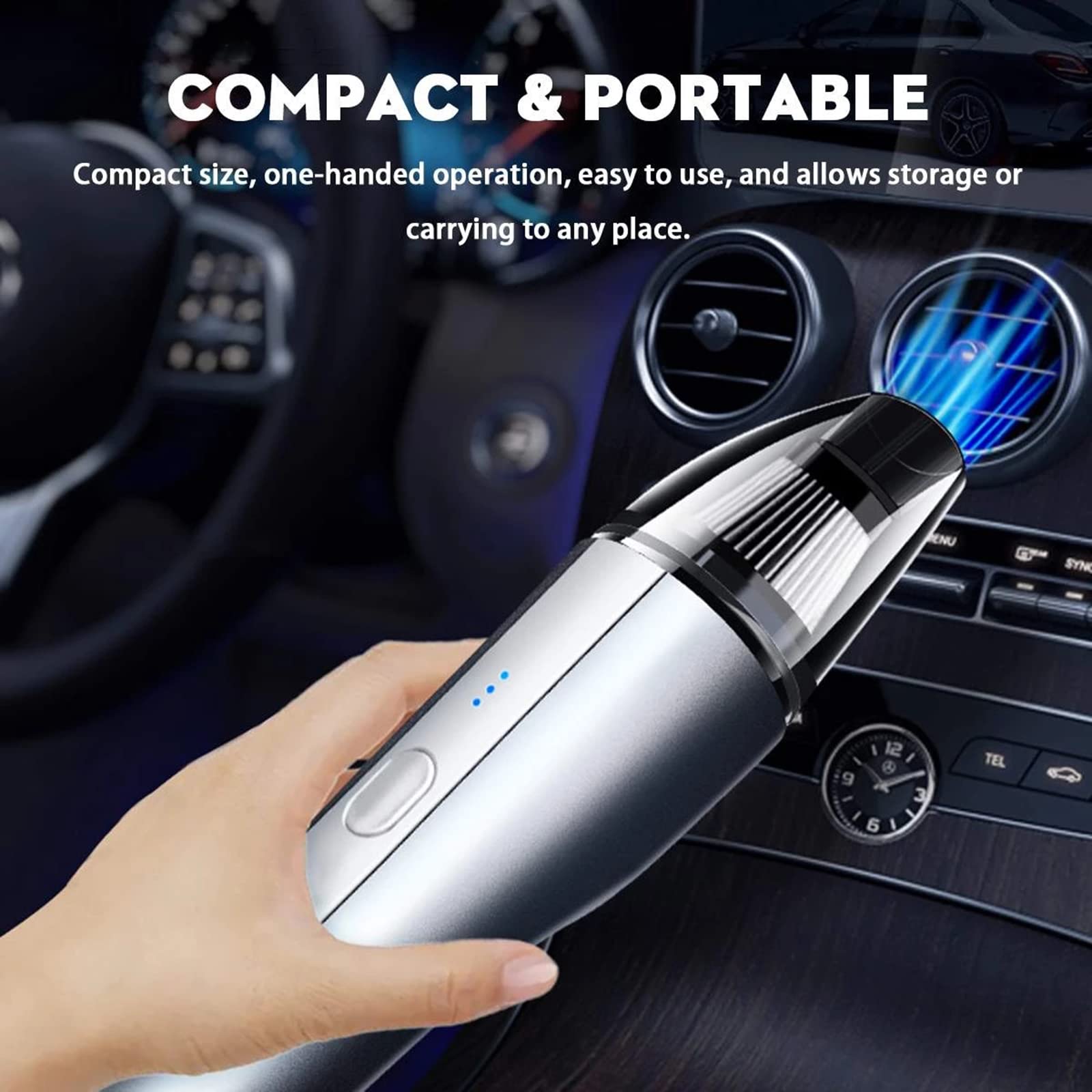 Aspiradora portátil de Mano, práctica aspiradora para el hogar y el Coche, Plumero de 13000Pa, succión Fuerte, Mini Limpieza de Escritorio, con Cable