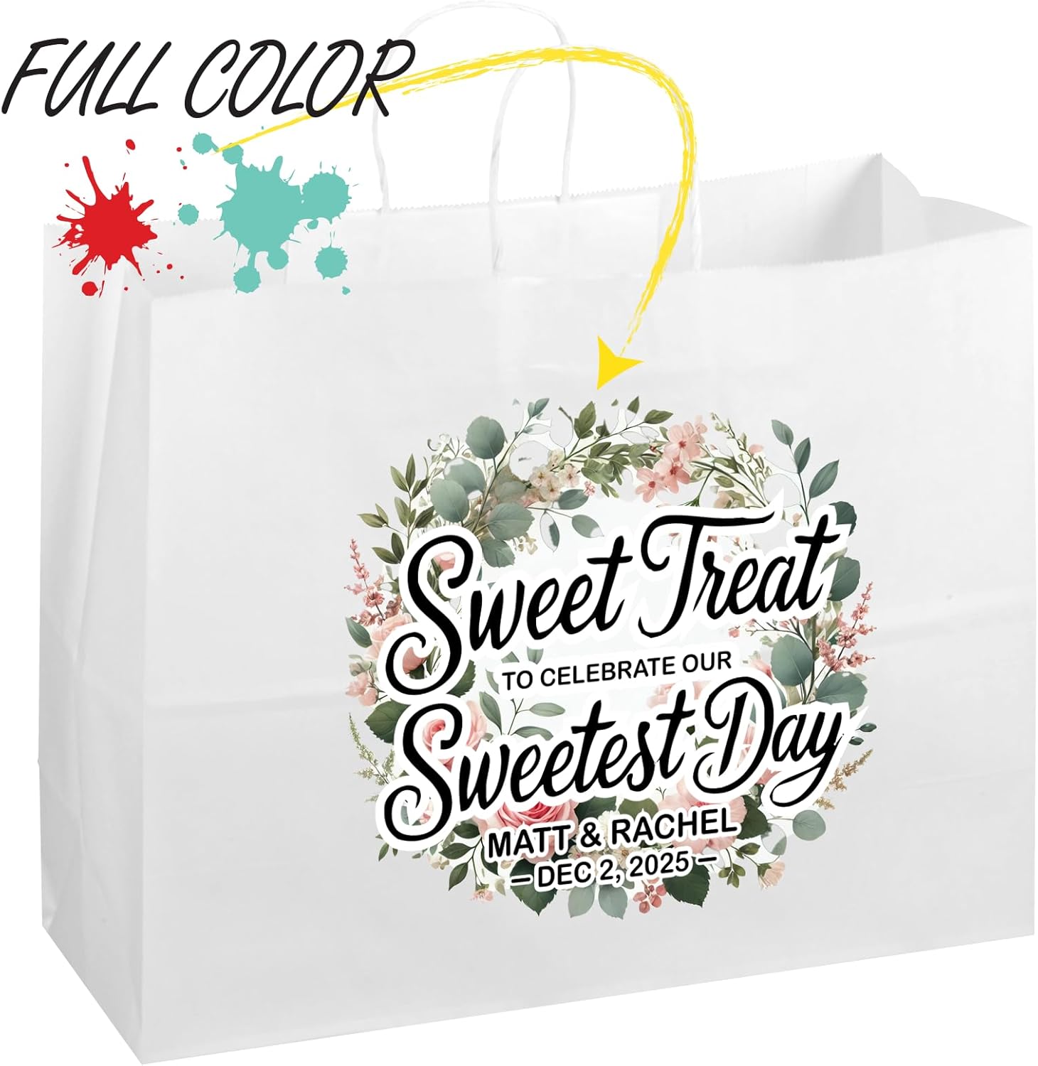 Flexicore Packaging 16"x6"x12" | 10 to 1,000 Pcs - White Kraft Paper Bags, Shopping, Merchandise, Party, Gift Bags, (Custom Printed-White) - Image 3