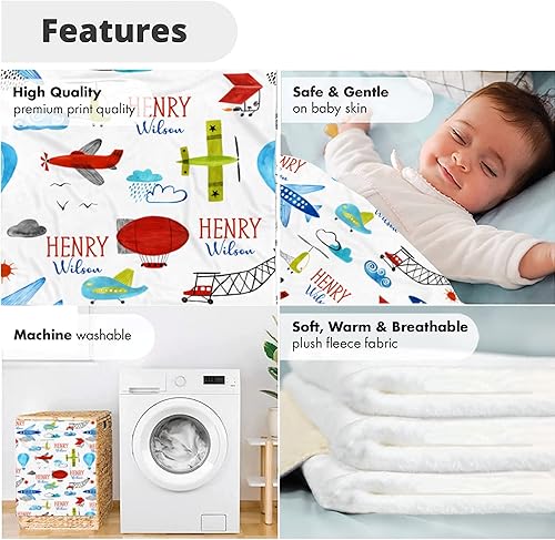 Miniatura 5 de Manta de bebé de avión personalizada, manta de bebé con nombre, manta de bebé con nombre, manta de bebé niño, manta de bebé con monograma, manta de